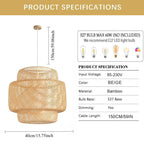 Suspension Bambou 30/40/50cm LED - Lustre Design Naturel