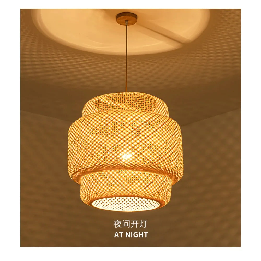 Suspension Bambou 30/40/50cm LED - Lustre Design Naturel