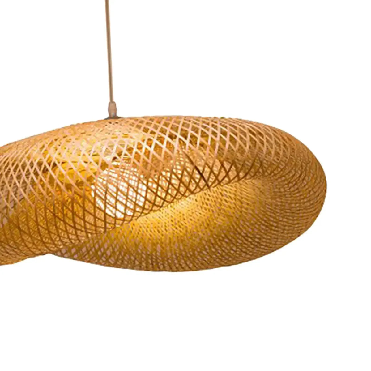 Suspension Rotin Tressé Fait Main 40/60/80/100cm - Lustre Bambou LED
