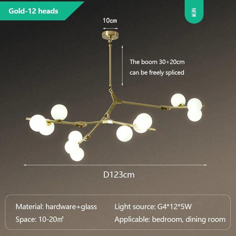 Lustre Boule Design — Noir 24 ampoules