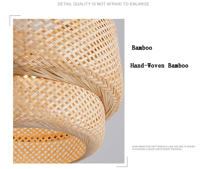 Suspension Bambou Moderne 30/40/50cm - Lustre LED Design Naturel