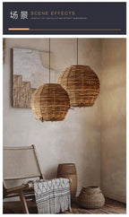 Suspension Rotin Wabi Sabi Minimaliste - Lustre Moderne 40/50/60cm
