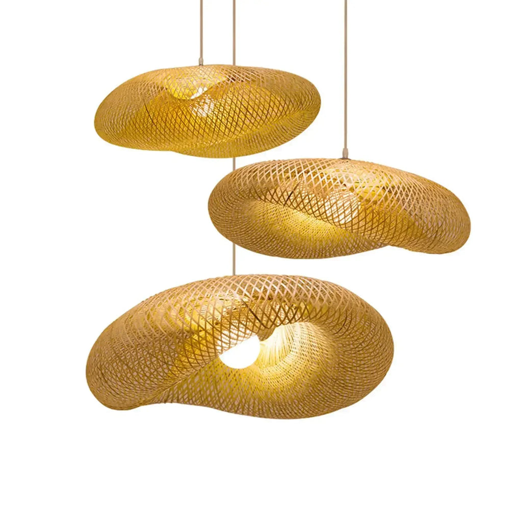 Suspension Bambou Tressé Fait Main Vintage E27 LED - 40 à 100cm