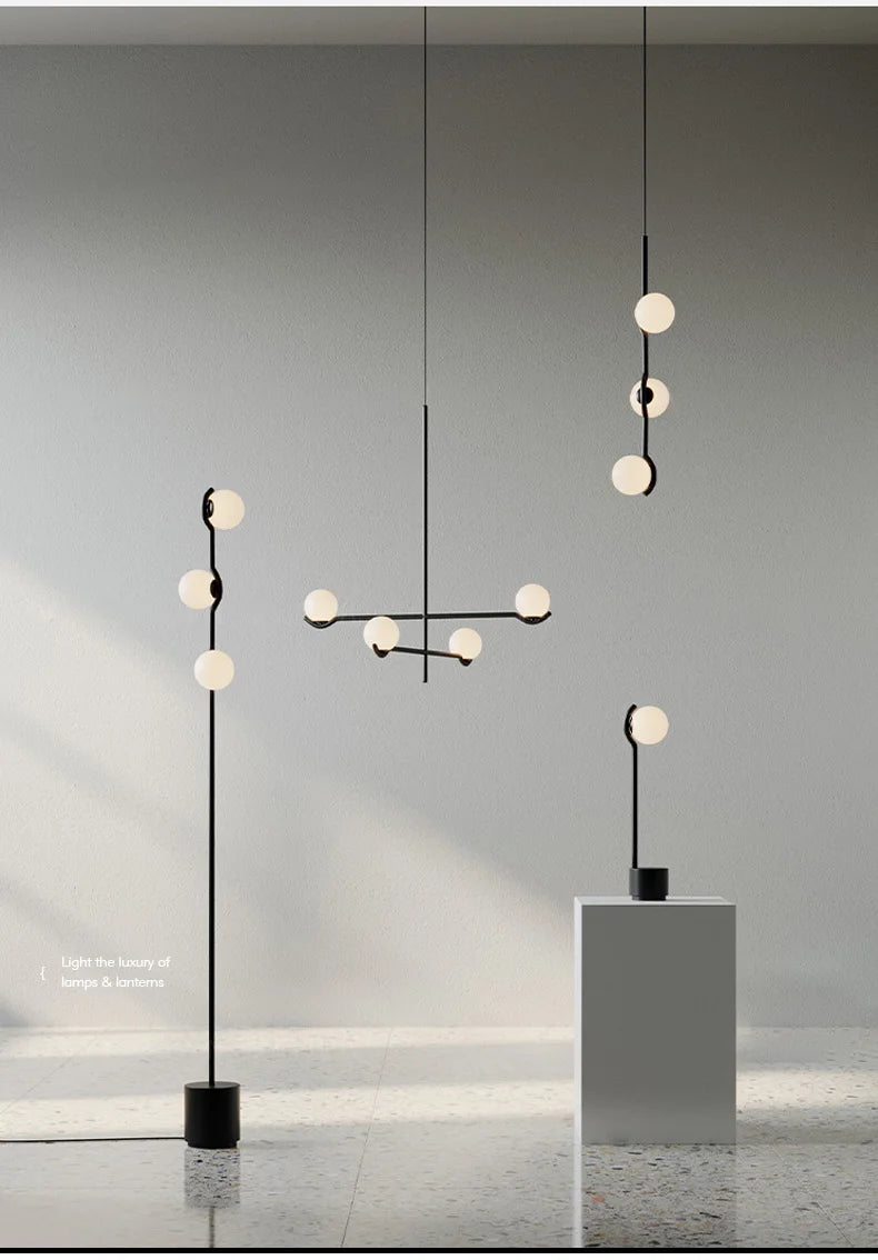 Lustre Noir Moderne — Verre