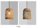 Suspension Bambou Rotin Rétro Japonais - Lustre Artisanal Tressé LED