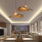 Suspension Rotin Japonaise Wabi Sabi 30cm - Lustre LED Naturel