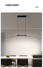 Lustre Arc LED Contemporain Dimmable — Cuisine et Restaurant — Design Épuré