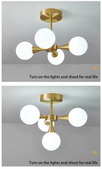 Lustre Cuivre — Plafonnier Boule Moderne