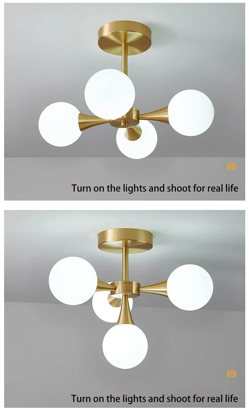 Lustre Cuivre — Plafonnier Boule Moderne