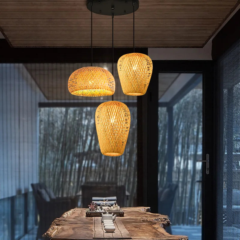 Suspension Bambou Artisanale LED - Lustre Design Naturel 2025