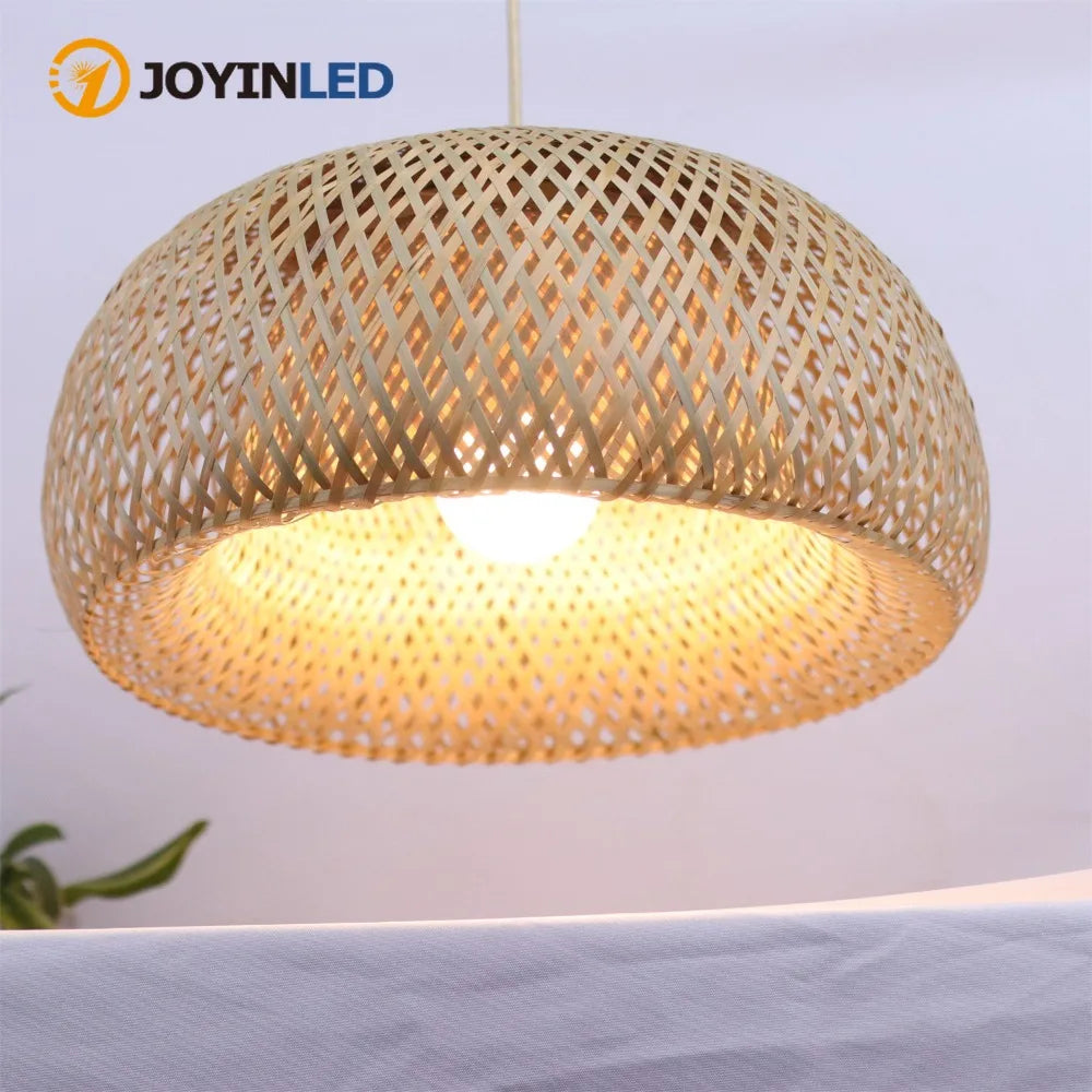 Lustre Bambou Artisanal 30/38/45cm | Suspension Rotin Fait Main | Luminaire Naturel Boho