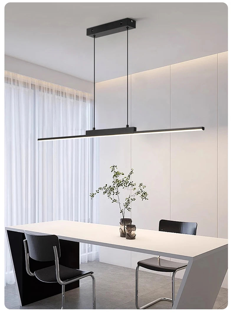 Lustre Salon Design Moderne Long — Salle à Manger et Cuisine — Minimaliste