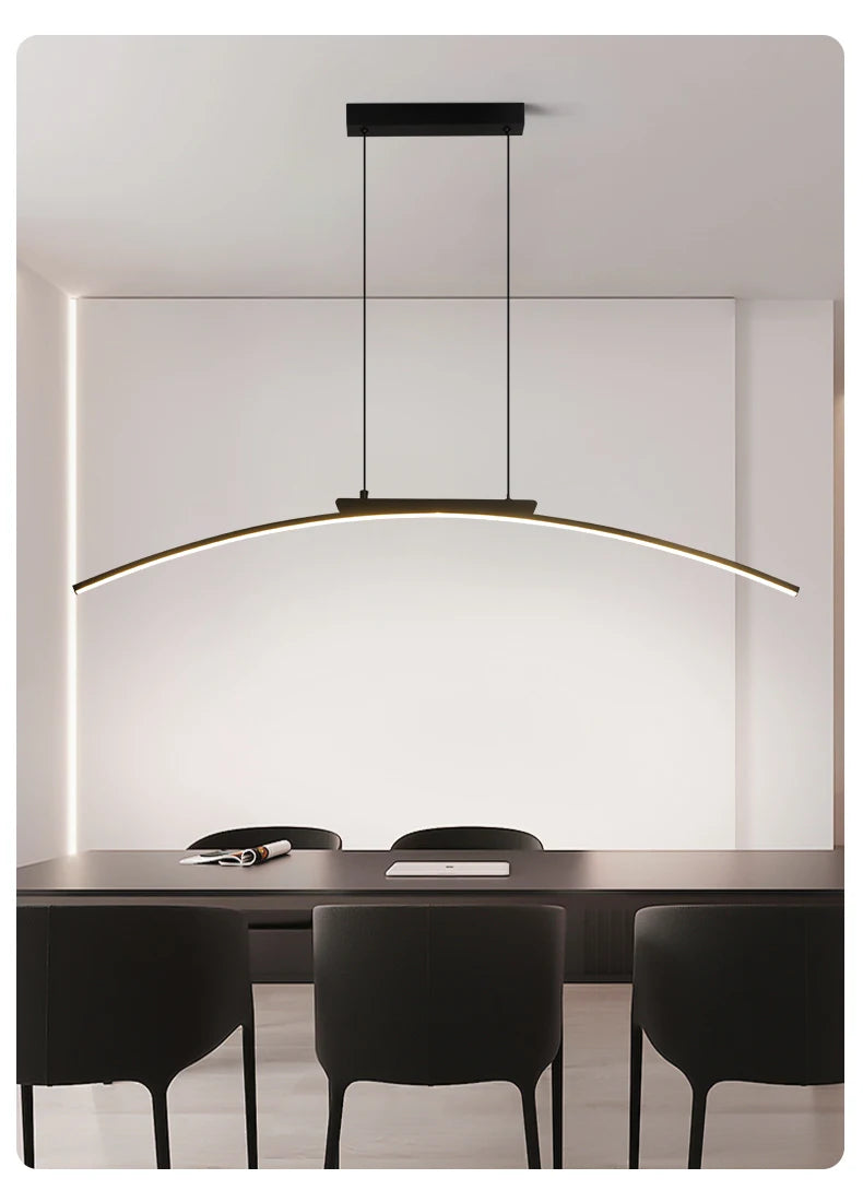 Lustre Arc LED Contemporain Dimmable — Cuisine et Restaurant — Design Épuré