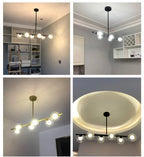 Lustre Blanc Moderne — Verre — 6 B Blanc Laiteux ball