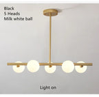 Lustre Blanc Moderne — Verre — 6 B Blanc Laiteux ball
