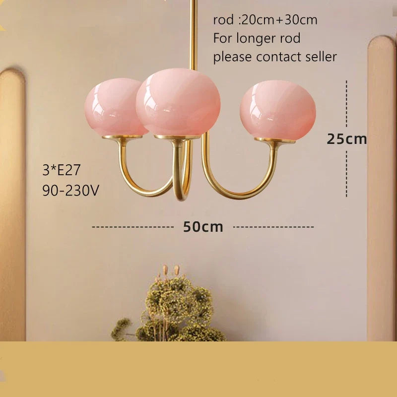 Lustre Chambre Fille — 5 ampoules argent rose