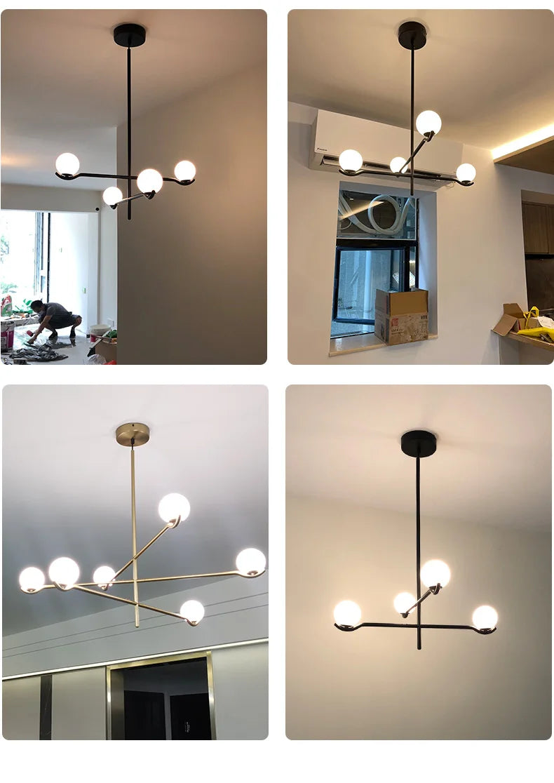 Lustre Noir Moderne — Verre