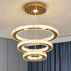 Lustre Cristal Français Luxe - Suspension Dorée Chromée 40cm LED