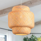 Suspension Bambou Moderne 30/40/50cm - Lustre LED Design Naturel