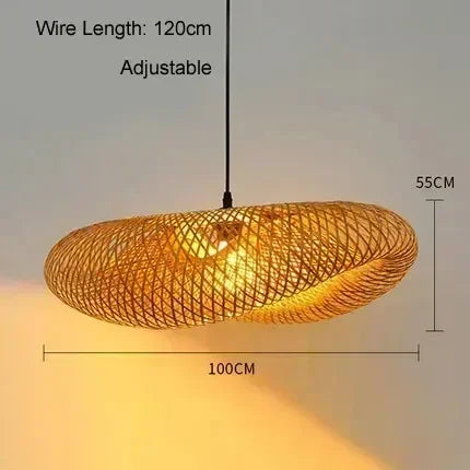 Lustre Bambou Tressé Artisanal Vintage LED - Suspension Naturelle