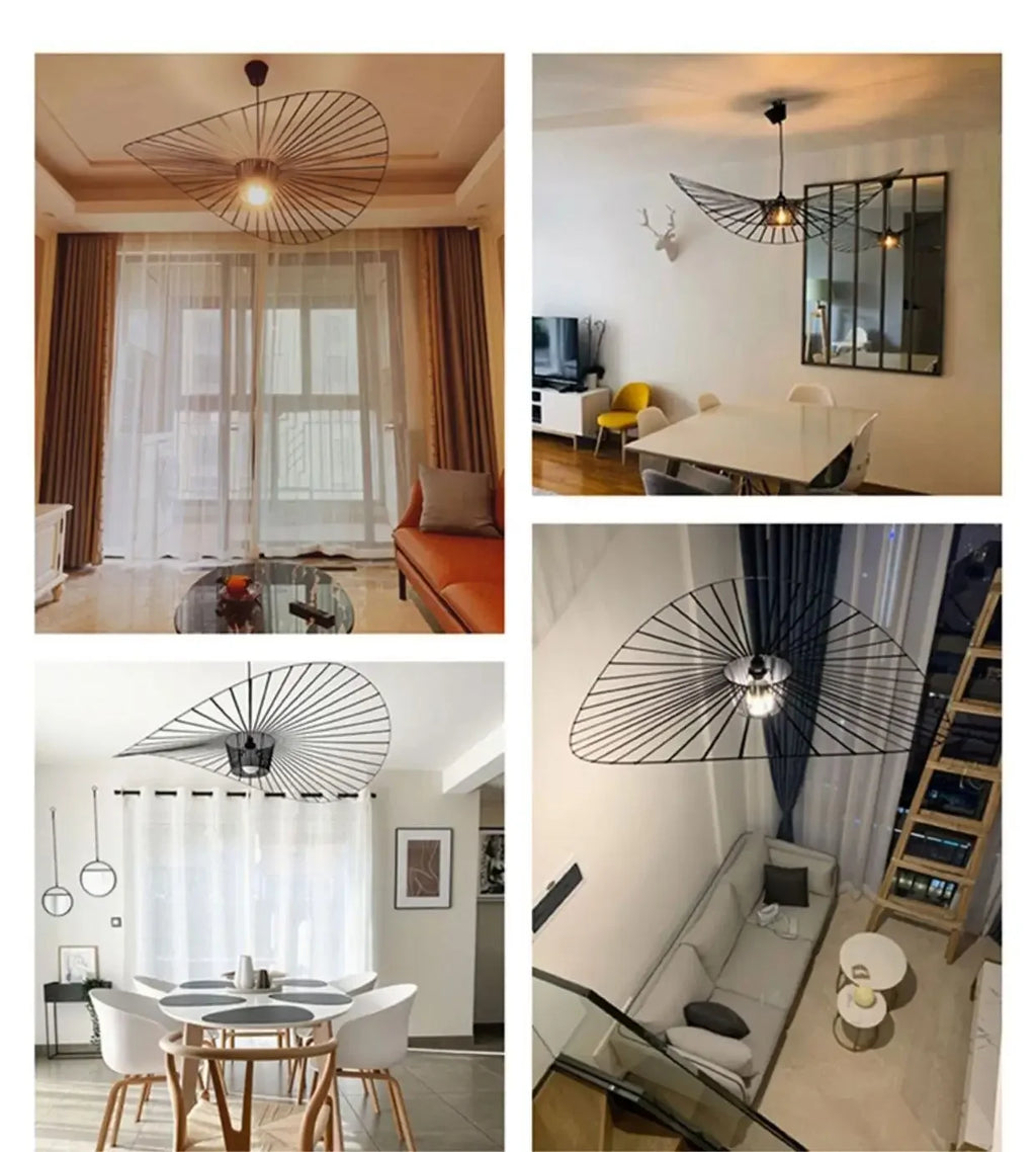 Lustre Paille — Suspension Chapeau Paille