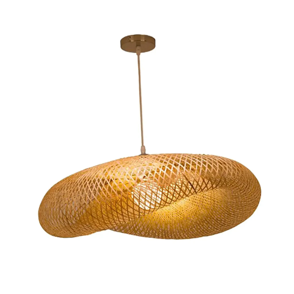 Suspension Rotin Tressé Fait Main 40/60/80/100cm - Lustre Bambou LED