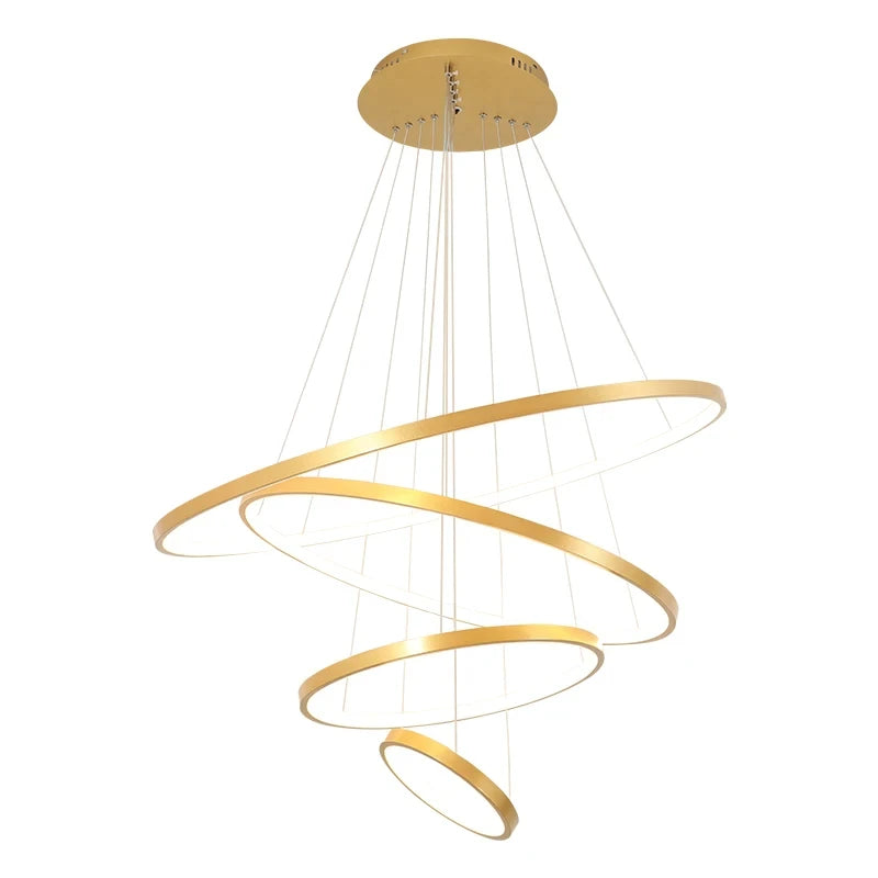 Lustre Anneau LED Villa Design — Fer Forgé Multi-anneaux — Salon et Chambre
