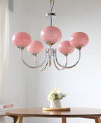 Lustre Chambre Fille — 5 ampoules argent rose