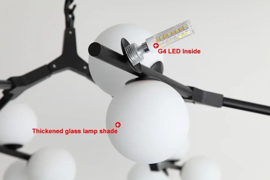 Lustre Boule Design — Noir 24 ampoules