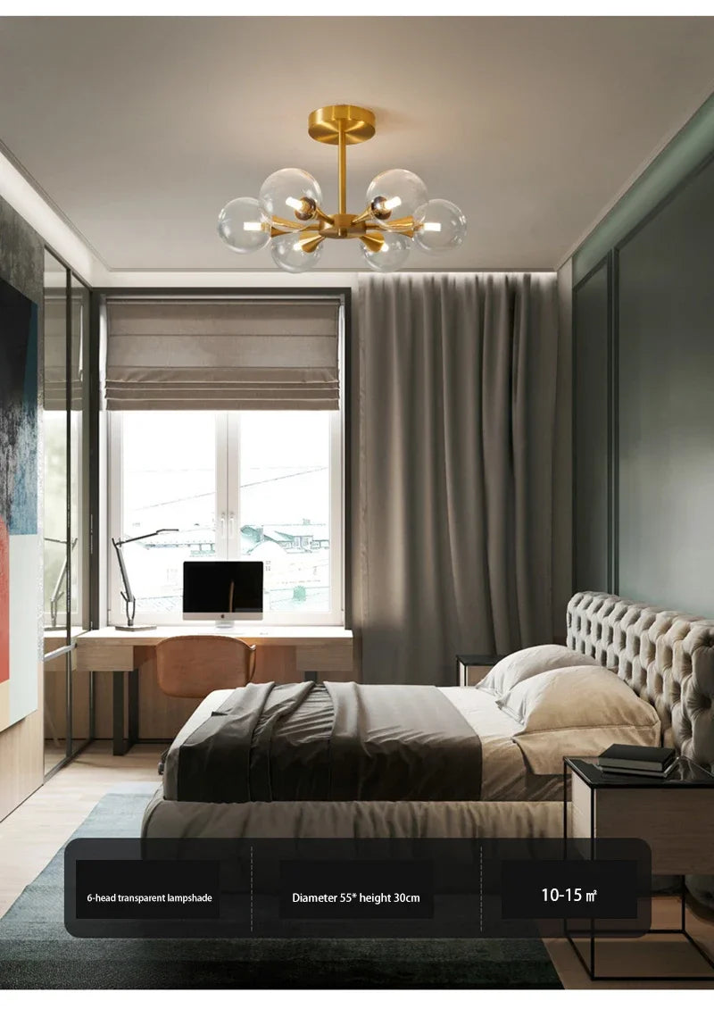 Lustre Cuivre — Plafonnier Boule Moderne