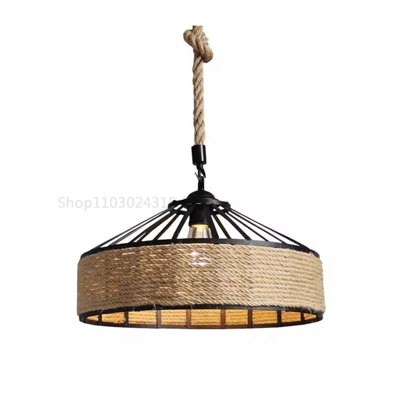 Suspension Chanvre Corde Design Industriel — Vintage Rétro — Salle à Manger