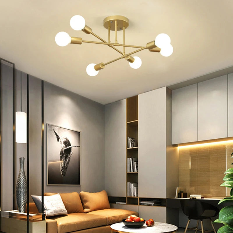 Lustre Industriel Design — Fer Forgé 6 Têtes — Salon et Salle à Manger LED