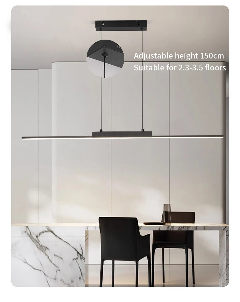 Lustre Salon Design Moderne Long — Salle à Manger et Cuisine — Minimaliste