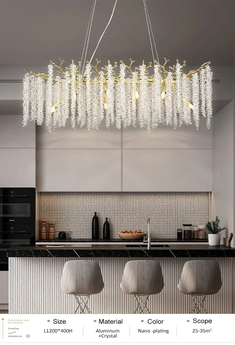 Lustre Cristal Ancien — Métal — Longueur 150cm