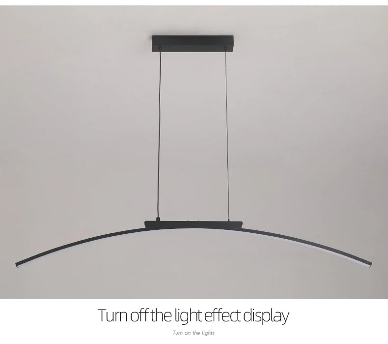 Lustre Arc LED Contemporain Dimmable — Cuisine et Restaurant — Design Épuré