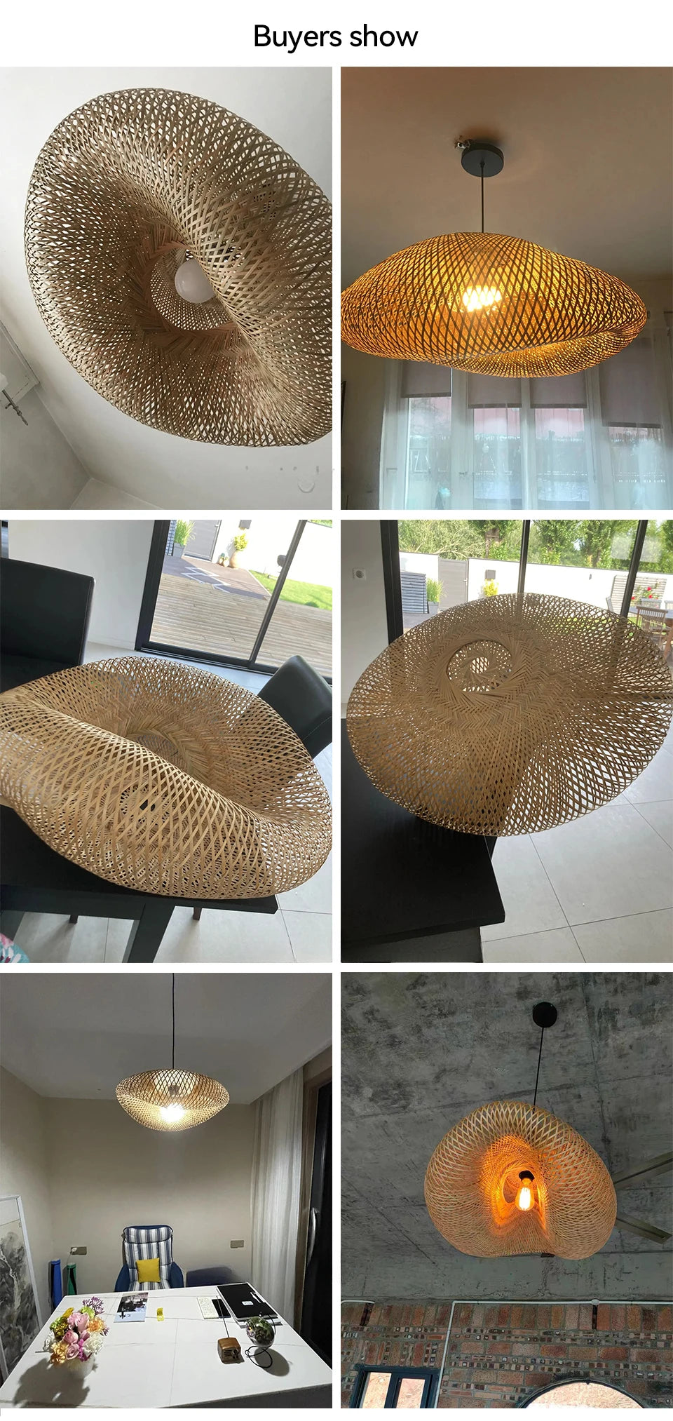 Lustre Bambou Tressé Artisanal LED — Design Vintage Naturel — 40 à 80cm