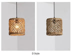 Suspension Bambou Rotin Rétro Japonais - Lustre Artisanal Tressé LED