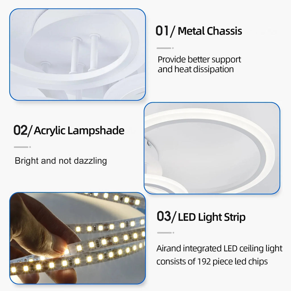 Lustre Anneau LED Design Contemporain — Flush Mount Salon — Chambre et Cuisine