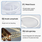 Lustre Anneau LED Design Contemporain — Flush Mount Salon — Chambre et Cuisine