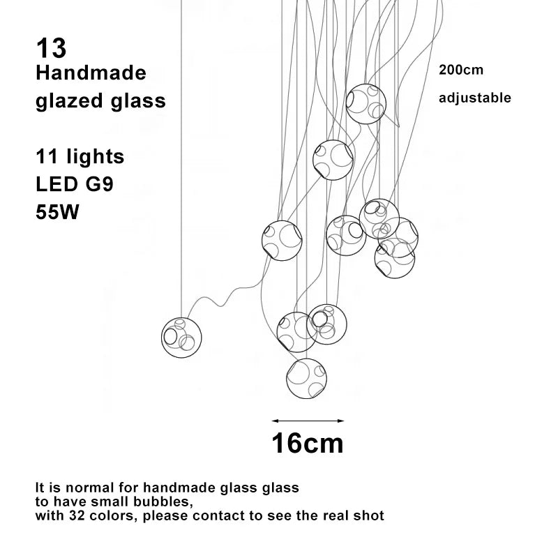 Lustre Design LED — Verre — 16 ampoules Applique murale