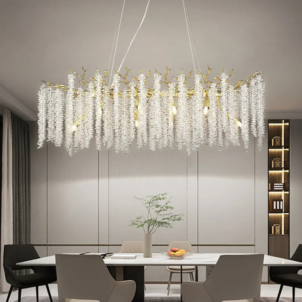 Lustre Cristal Ancien — Métal — Rond 76cm