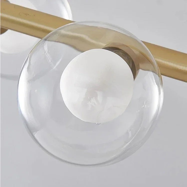 Lustre Blanc Moderne — Verre — 6 G Boule dans boule