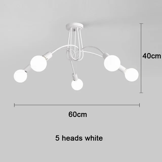 Lustre Chambre Adulte Doré — LED — Noir 5 ampoules
