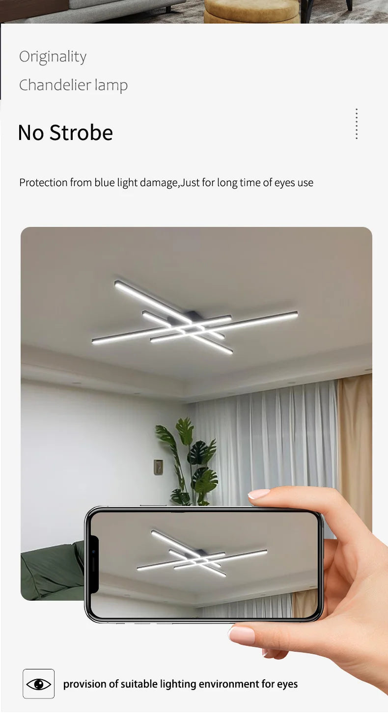 Lustre LED Chambre — Noir