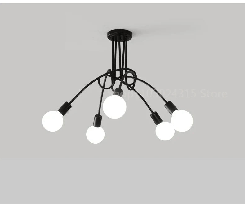 Lustre Chambre Adulte Doré — LED — Noir 5 ampoules