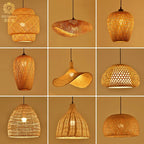Suspension Bambou Osier Rotin - Lustre Plafond Moderne LED