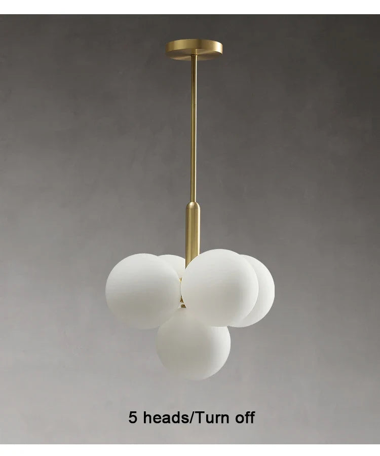 Lustre Boule Design — Verre — Doré 5 têtes