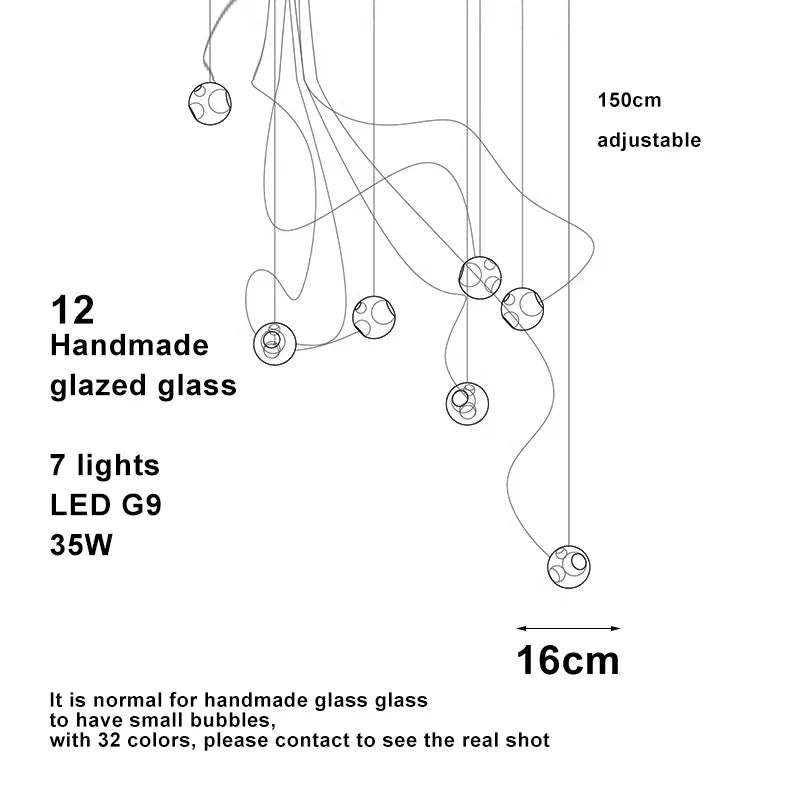 Lustre Design LED — Verre — 16 ampoules Applique murale