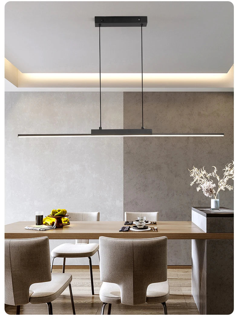 Lustre Salon Design Moderne Long — Salle à Manger et Cuisine — Minimaliste