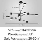 Lustre Chambre Ado — Noir — Doré M 8 ampoules 140cm